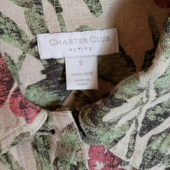 Charter club SP 100% linen floral jacket NWOT‎ - Picture 4 of 5